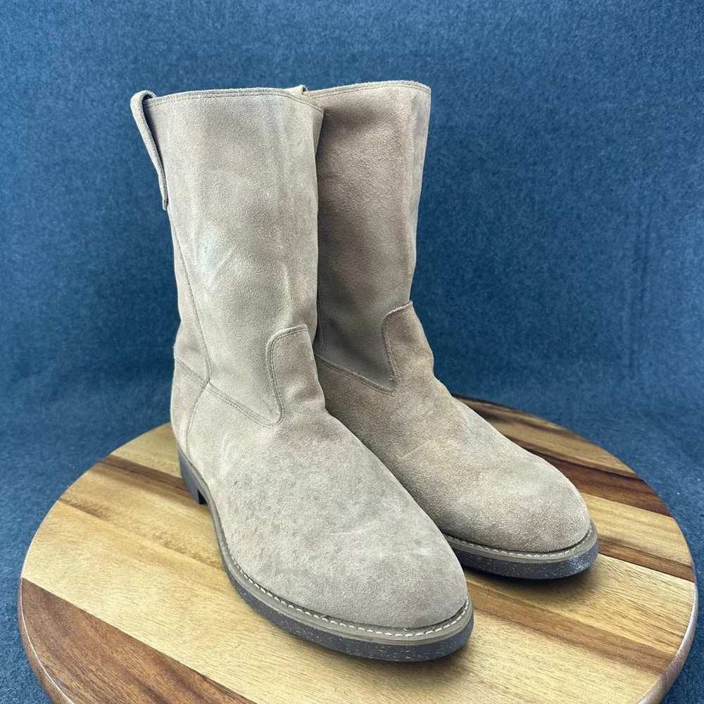 Vtg 70s Dickies Made in USA Tan Suede Cowboy Western Boots Size 11 EE